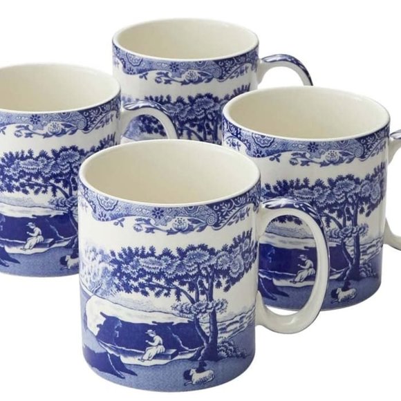 Spode Blue Italian Collection 9 Oz Mugs | Set of 4 Cups ( new with box) - Picture 1 of 8